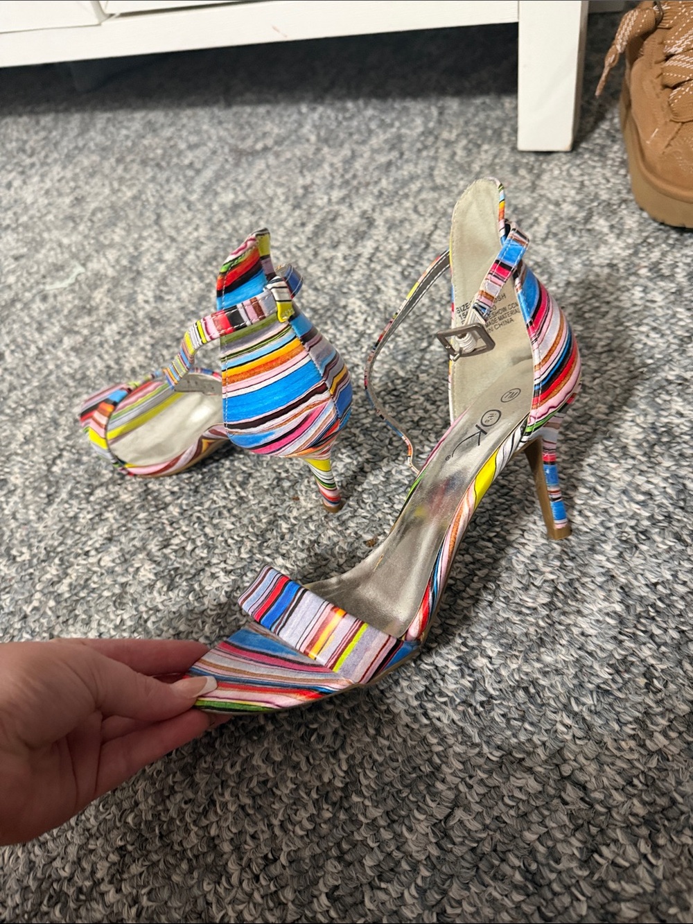Colorful Striped Slingback Stiletto Heels